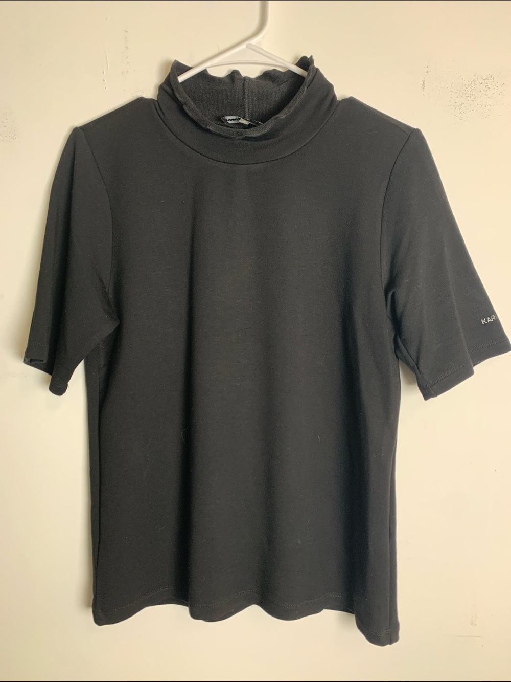 Karl Lagerfeld Black Short Sleeve Mock Neck Tee